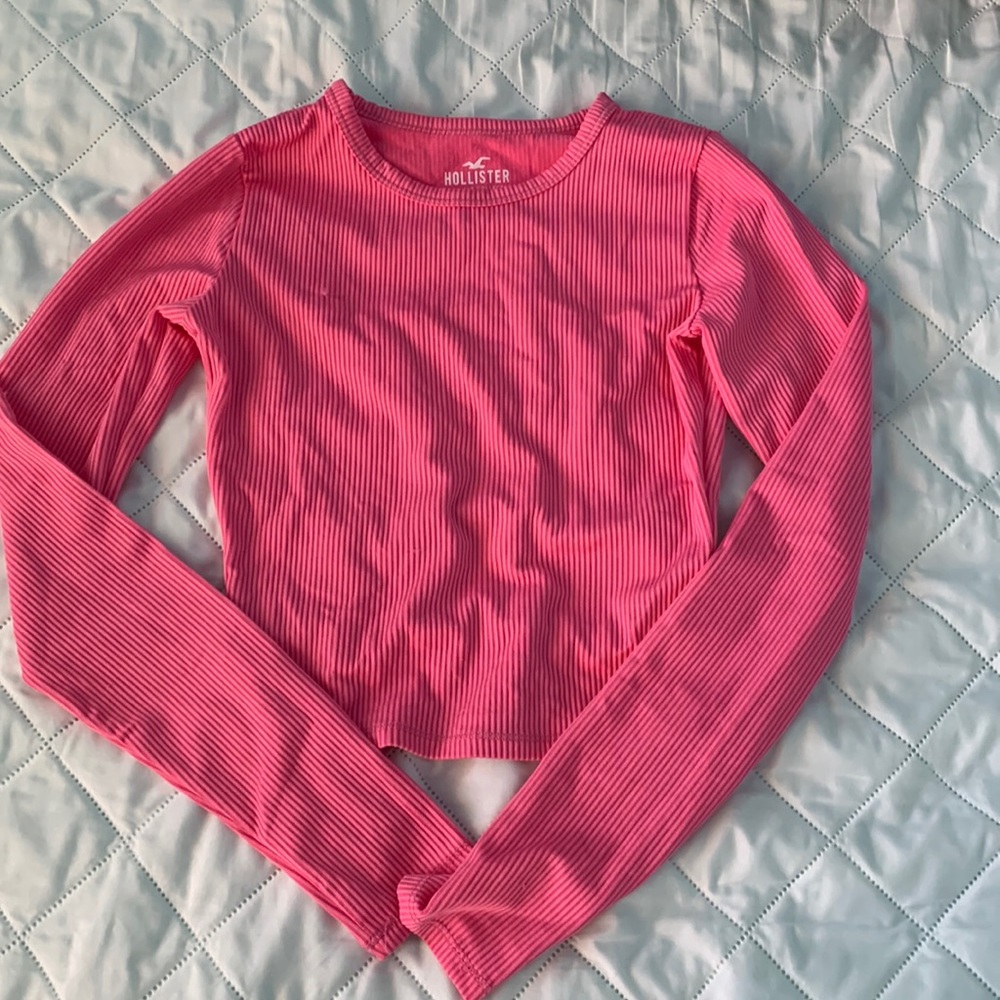 Hollister Ribbed Pink Long Sleeve baby tee